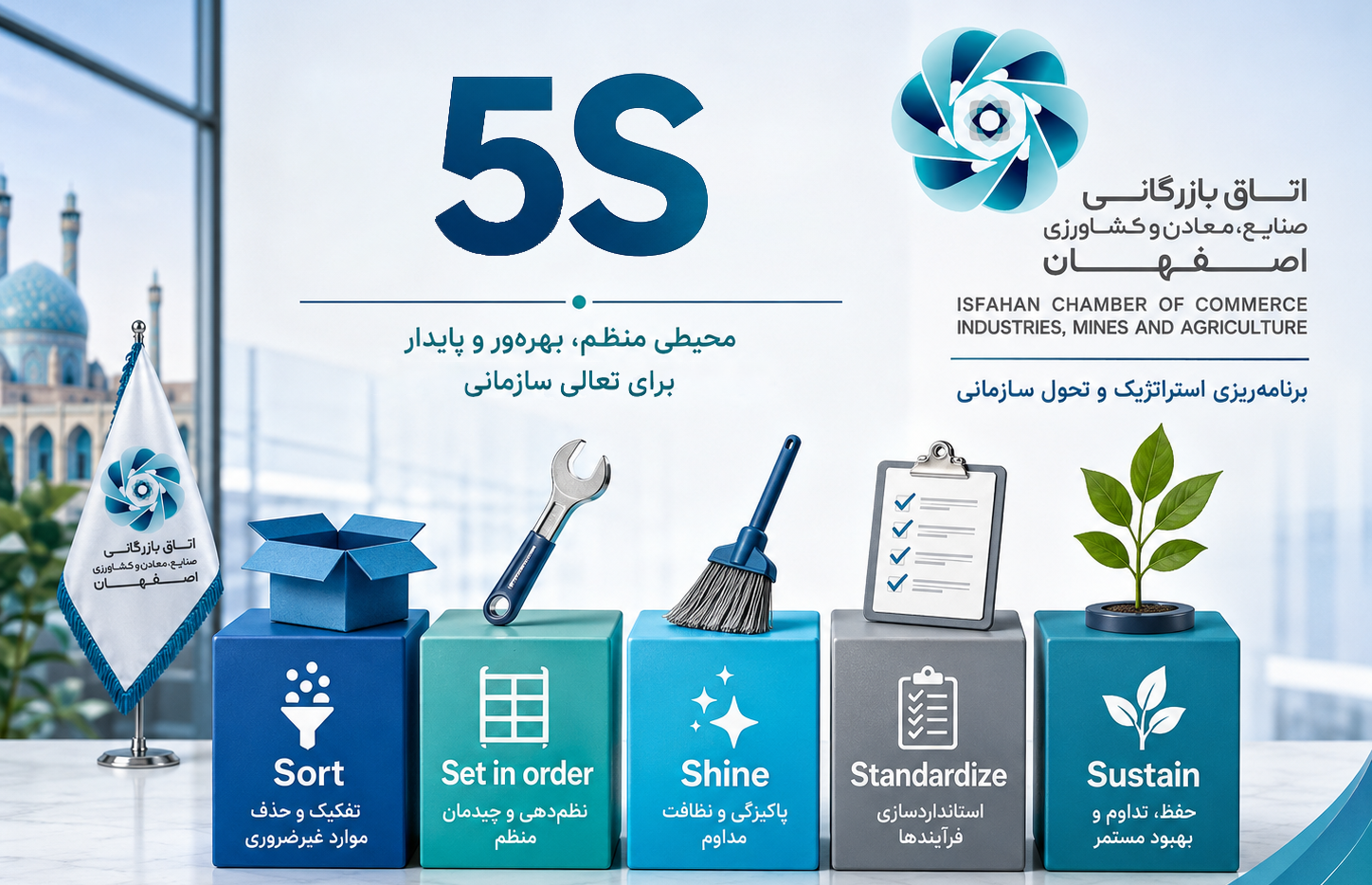 آغاز مسیر نوین بهره‌وری در اتاق بازرگانی اصفهان؛ استقرار نظام 5S کلید خورد
