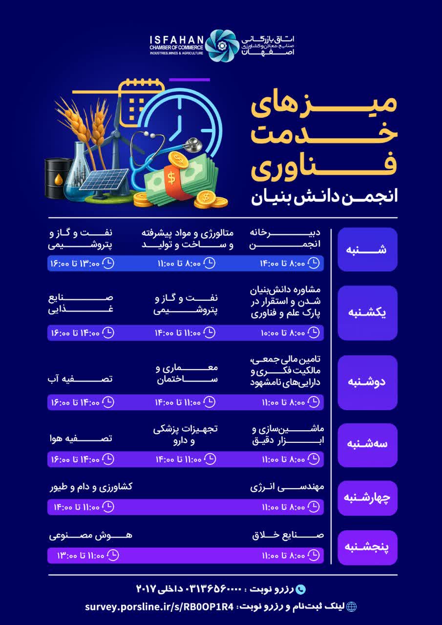 برنامه زمان‌بندی میزهای خدمت‌ فناوری انجمن